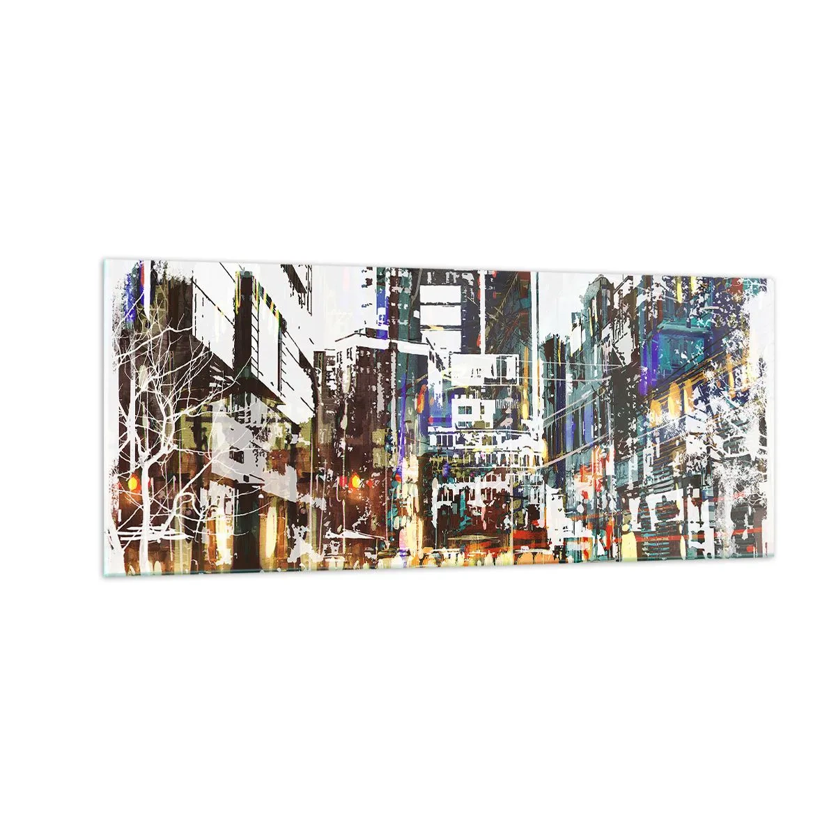 Üveg kép - Csillogó város - 100x40 cm