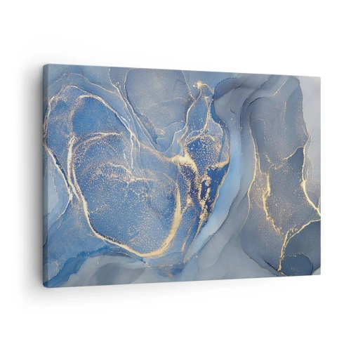 Vászonkép - Absztrakt kék minták arany díszítéssel - 70x50cm - Arany por - Modern fali dekoráció nappalihoz és hálószobához ARTTOR