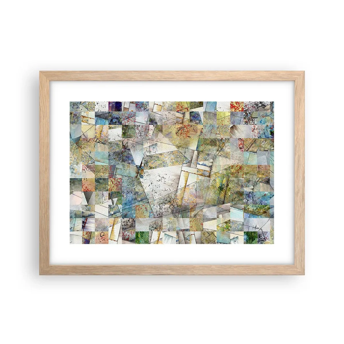 Poszter világos tölgy keretben - Geometrikus átrendeződés - 40x30 cm