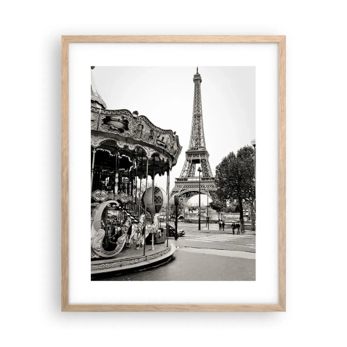 Poszter világos tölgy keretben - Ha szórakozás, akkor csak Párizsban - 40x50 cm