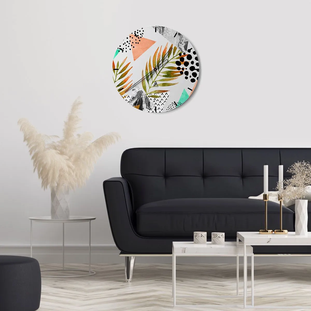 Falióra, Óra - Dekoráció pálmalevéllel - 30x30 cm