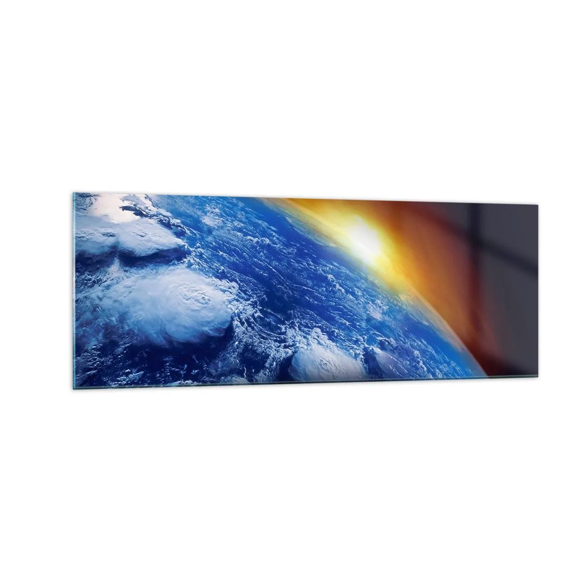 Üveg kép - Napkelte a kék bolygó felett - 140x50 cm
