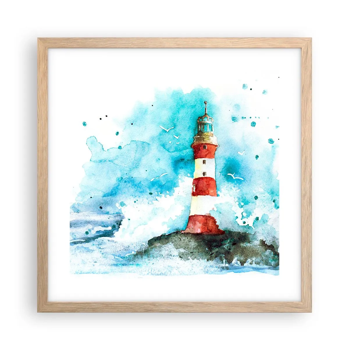 Poszter világos tölgy keretben - Az elemek egysége - 40x40 cm