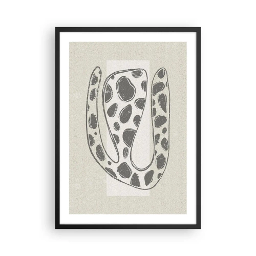 Poszter fehér keretben - Absztrakt organikus forma szürke árnyalatokban - 50x70cm - Egy bizarr teremtmény - Modern fali dekoráció nappalihoz és hálószobához ARTTOR