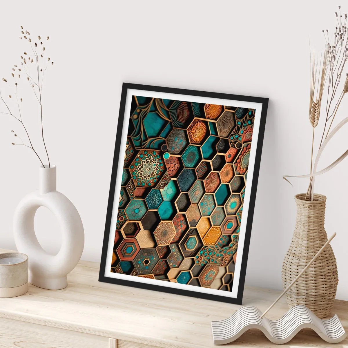 Poszter fehér keretben - Arab ornamentika - egy variáció - 30x40 cm