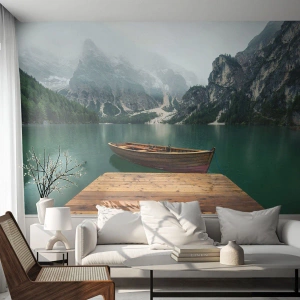 Fotótapéta Premium Canvas - "És a homlok büszke sziklái" - Tájkép, Hegyek, Tó - 350x256 cm