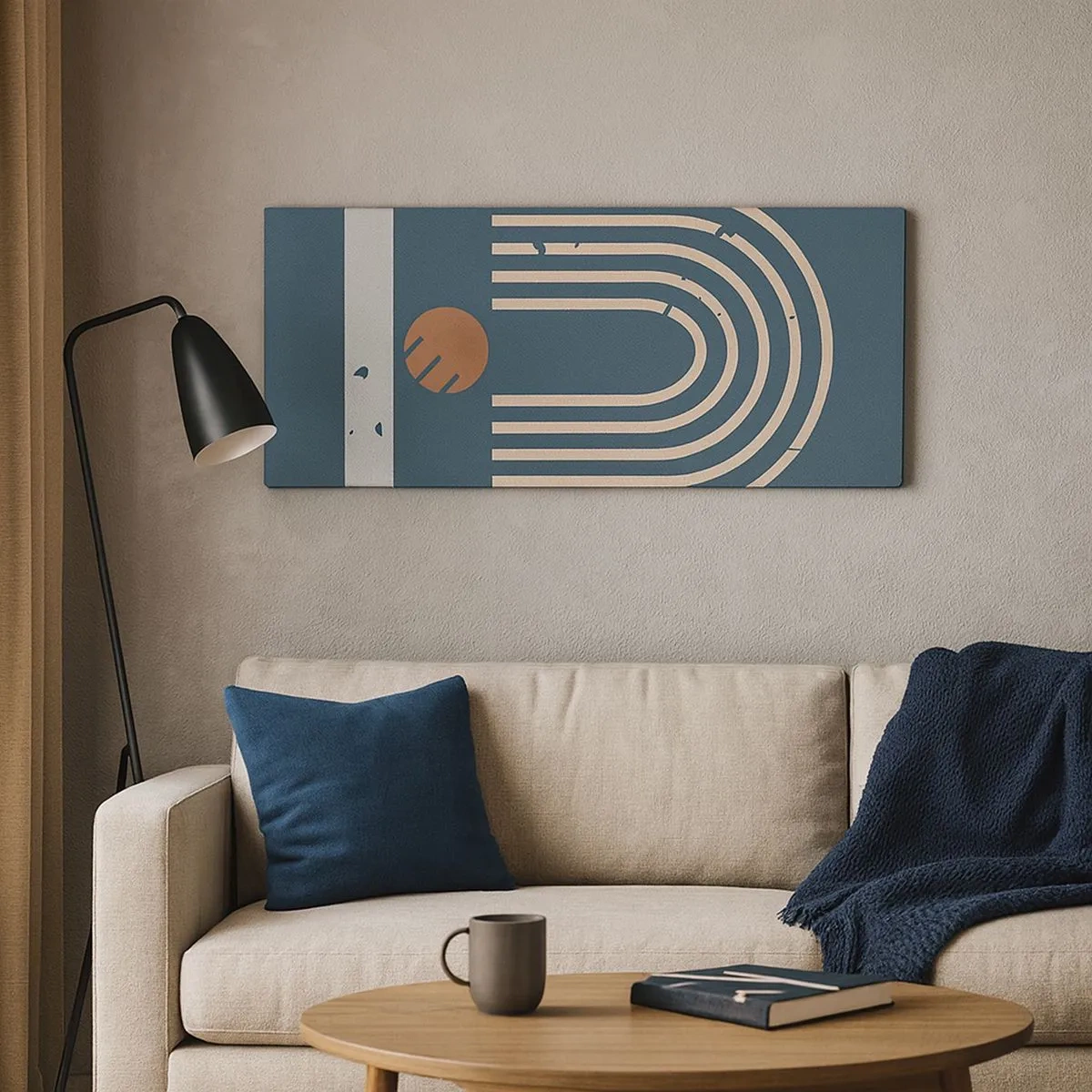 Vászonkép - Geometria sötétkék háttéren - 100x40 cm