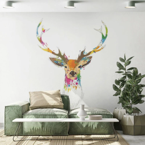 Fotótapéta Premium Sand - Színben fürdő gyengéd szarvas - Absztrakció, Állatok, Szarvas - 350x256 cm