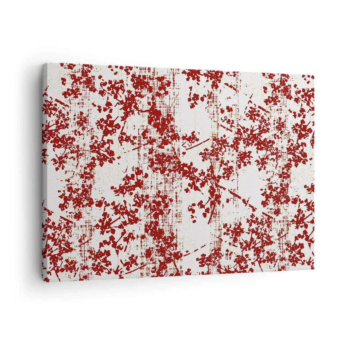 Vászonkép - Piros virágok fehér alapon, művészi stílusban - 70x50cm - Mint egy régi perkál - Modern fali dekoráció nappalihoz és hálószobához ARTTOR