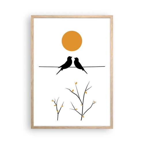 Poszter világos tölgy keretben - Fülemüle este - 50x70 cm