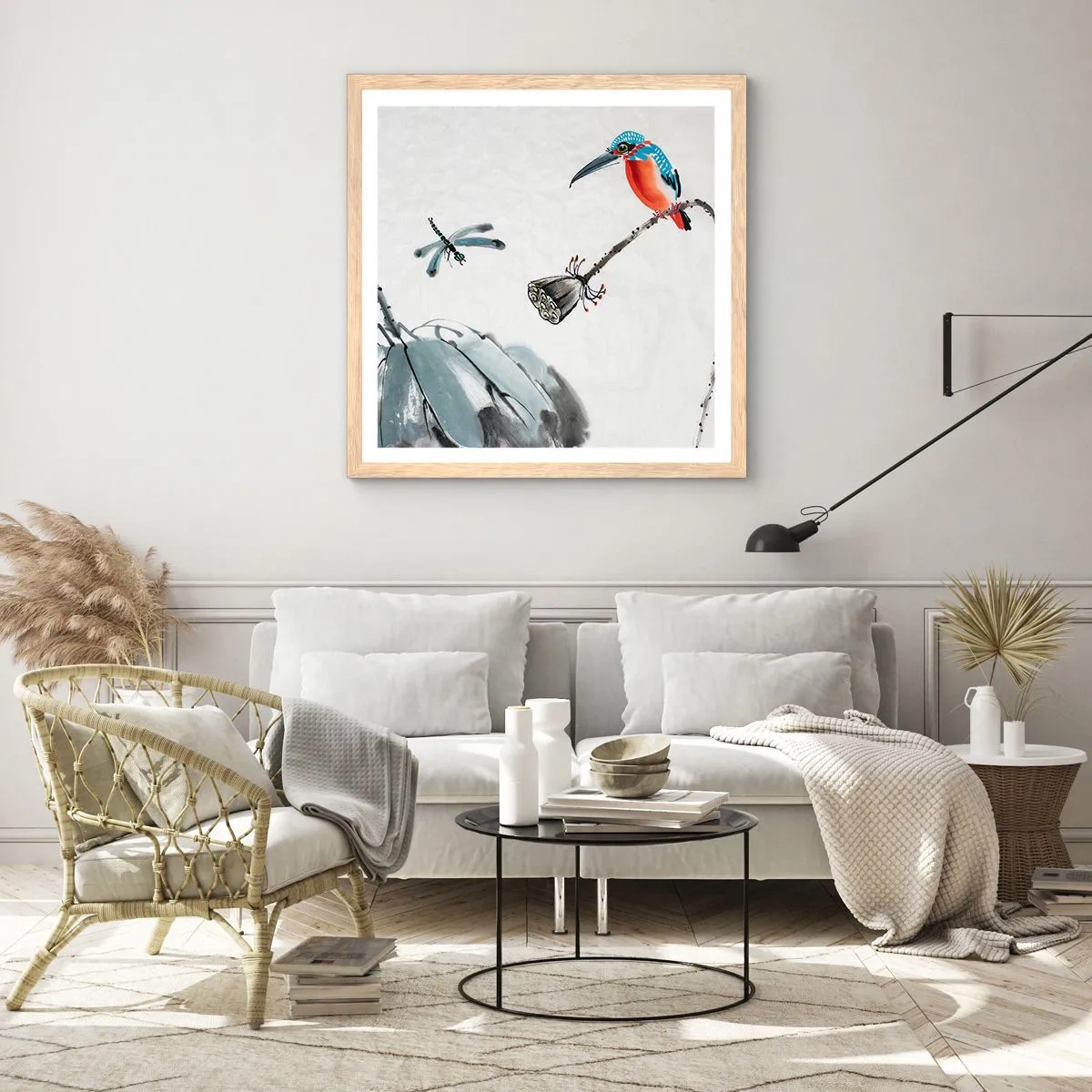 Poszter világos tölgy keretben - A rét élete - 40x40 cm