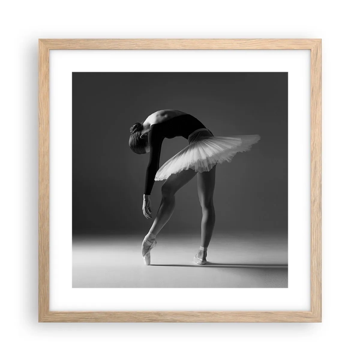 Poszter világos tölgy keretben - Bella balerina - 40x40 cm