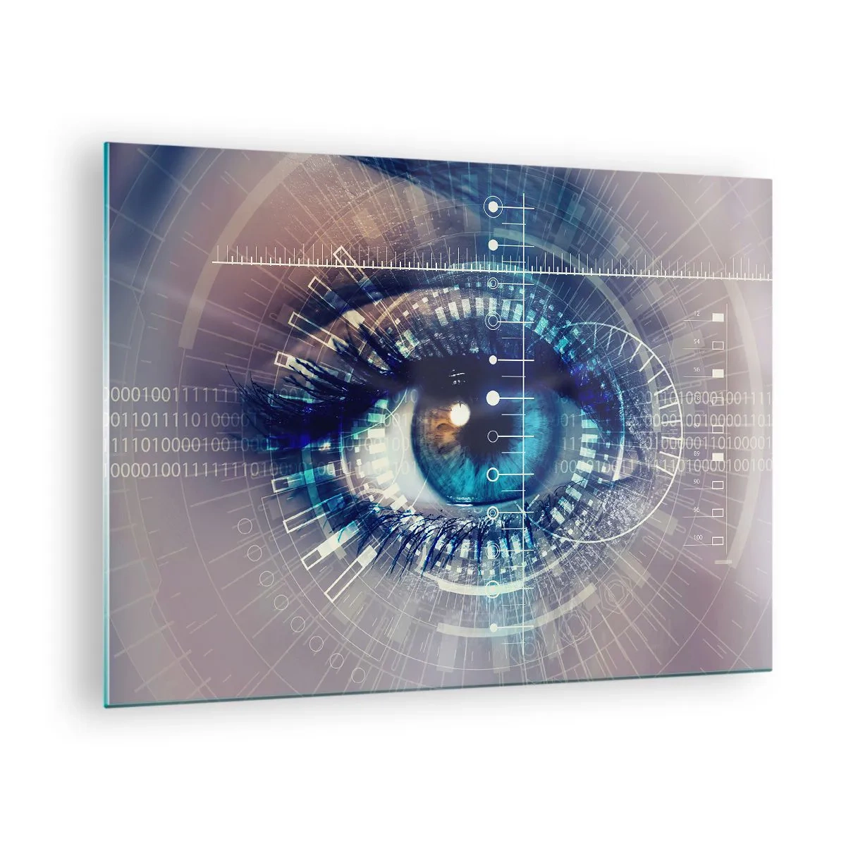 Üveg kép - Digitális szem futurisztikus technológiával és adattémával - 70x50cm - Azt hiszed, hogy ismersz - Modern fali dekoráció nappalihoz és hálószobához ARTTOR