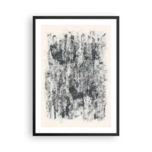 Poszter fehér keretben - Retro erdő grafikai motívum - 50x70cm - Ködös kompozíció - Modern fali dekoráció nappalihoz és hálószobához ARTTOR