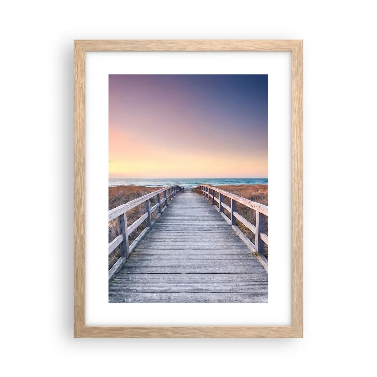 Poszter világos tölgy keretben - Balti esti aurora - 30x40 cm