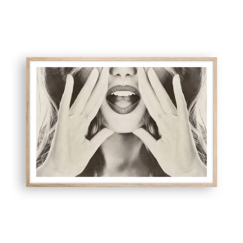 Poszter világos tölgy keretben - Jövök már! - 91x61 cm