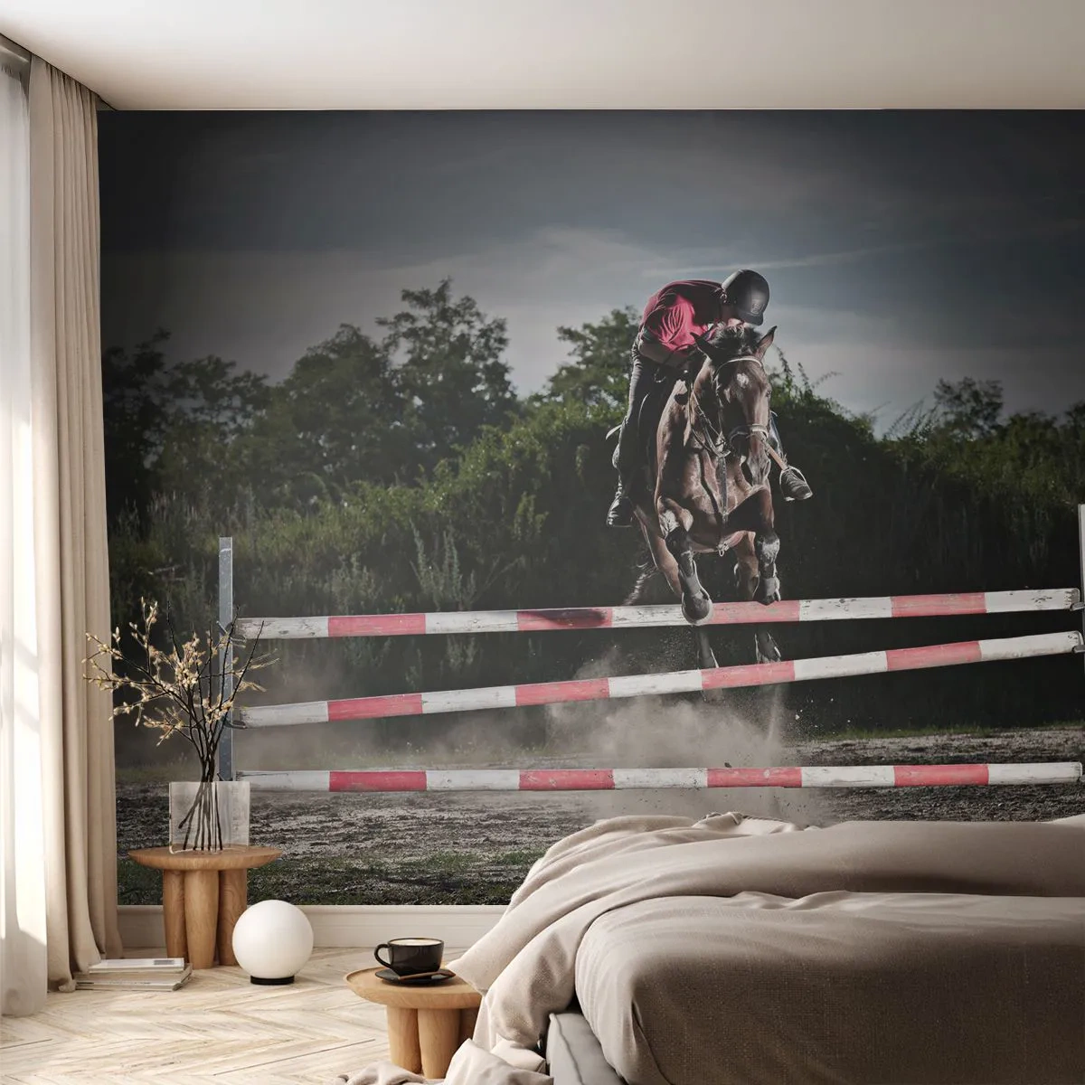 Fotótapéta Premium Sand - Együtt a győzelemért - Állatok, Ló, Sport - 100x70 cm