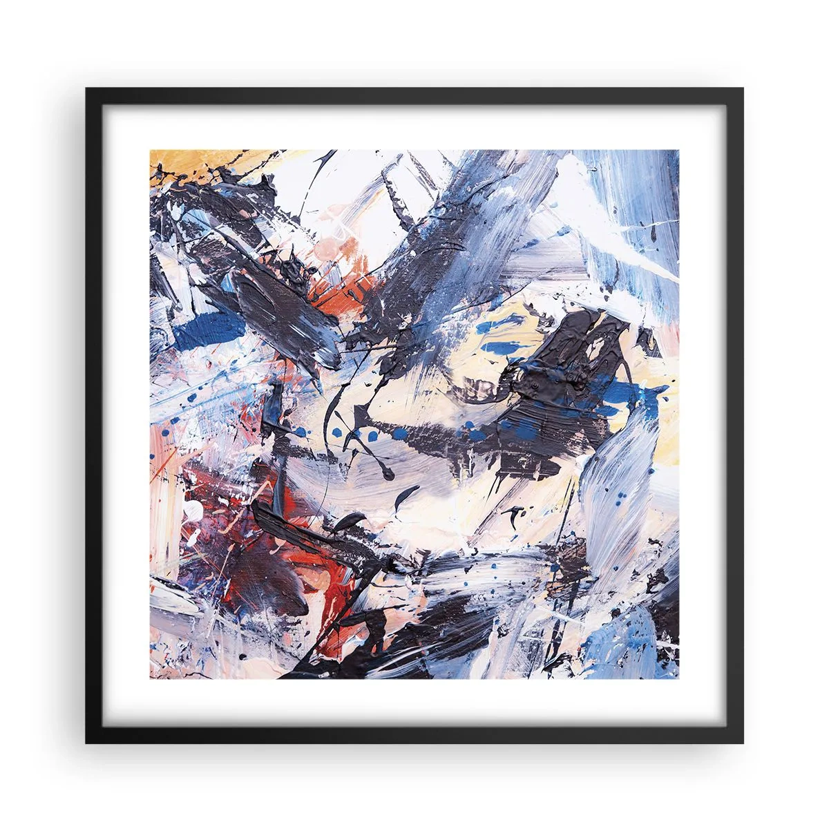 Poszter fehér keretben - Őrült absztrakt tánc - 50x50 cm