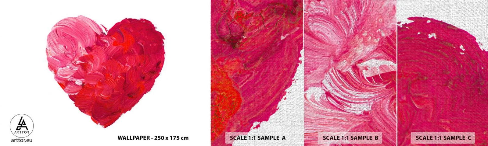 Fotótapéta Minta Premium Canvas - All you need is love - Absztrakció, Piros szív, Szerelem szimbóluma - 100x30 cm