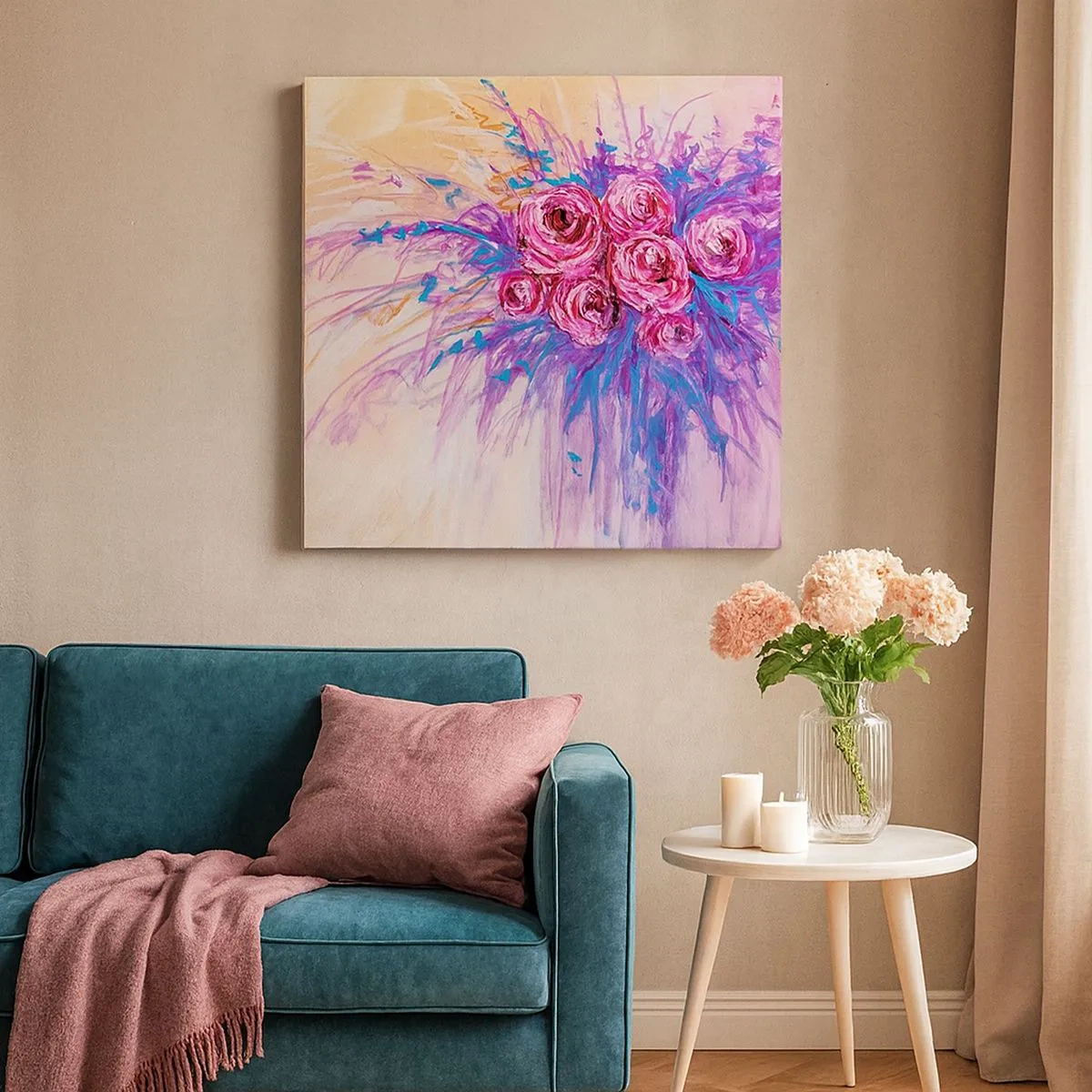 Vászonkép - Rózsaszín szökőkút - 30x30 cm