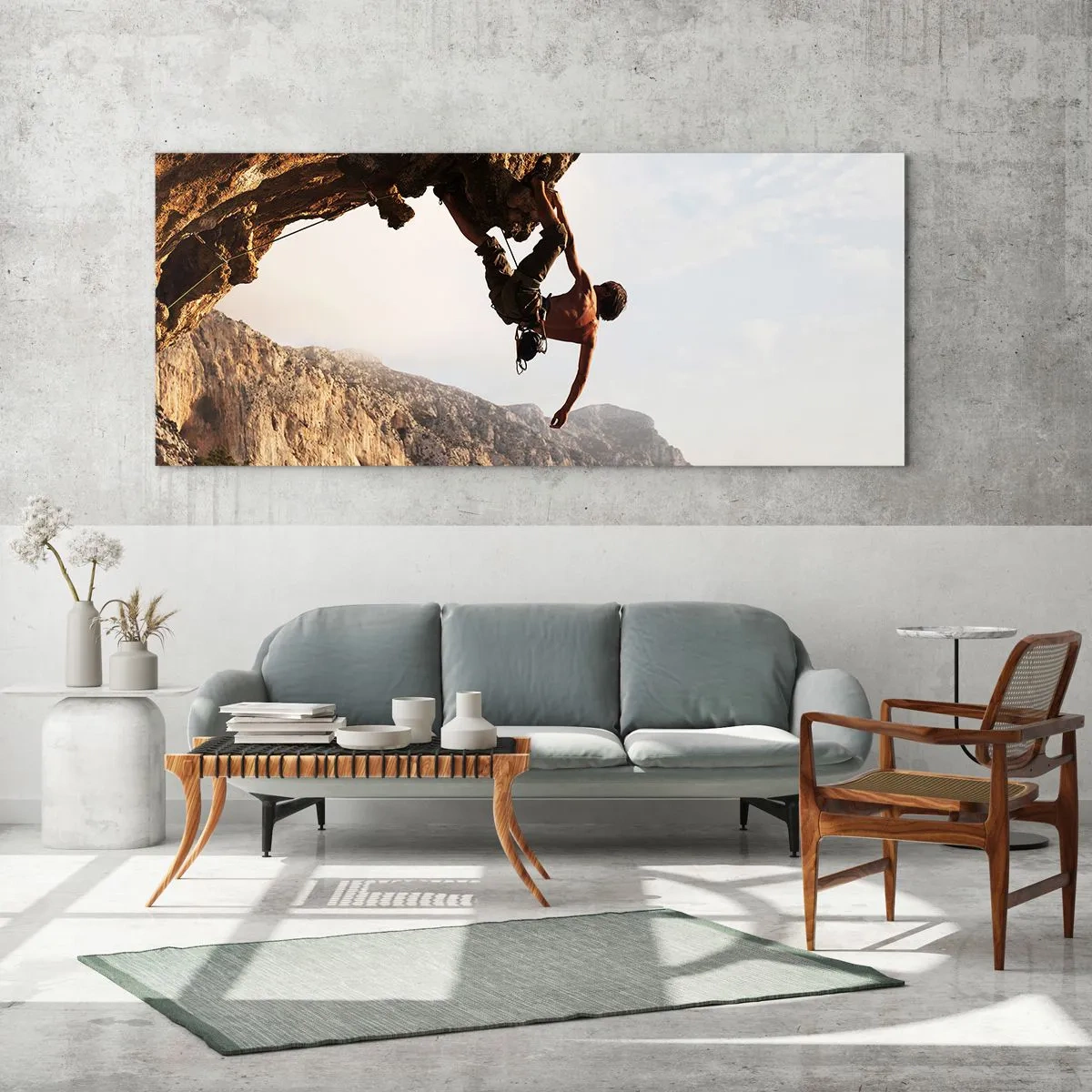 Üveg kép - A világ egy szikladarabon összezsugorodott egy kézben  - 140x50 cm