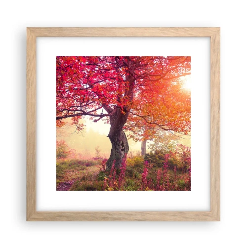 Poszter világos tölgy keretben - Virágzás őrülete - 30x30 cm