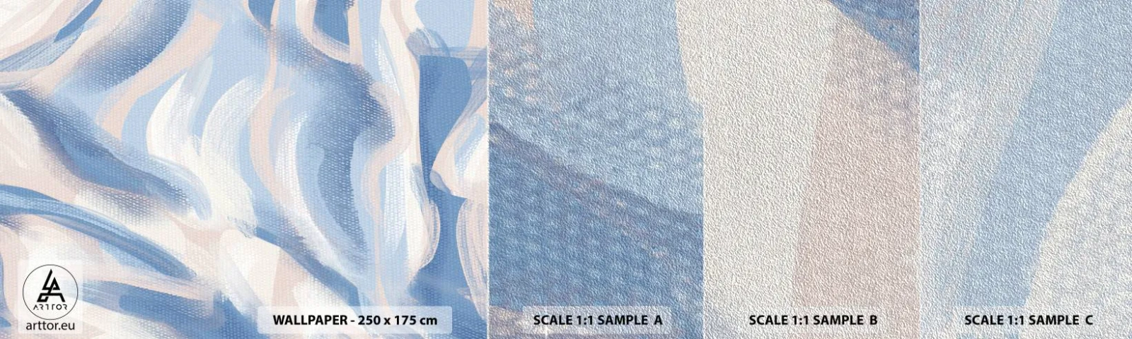 Fotótapéta Minta Premium Sand - Kék fodrok - Pasztell, Minimalizmus, Darab - 100x30 cm