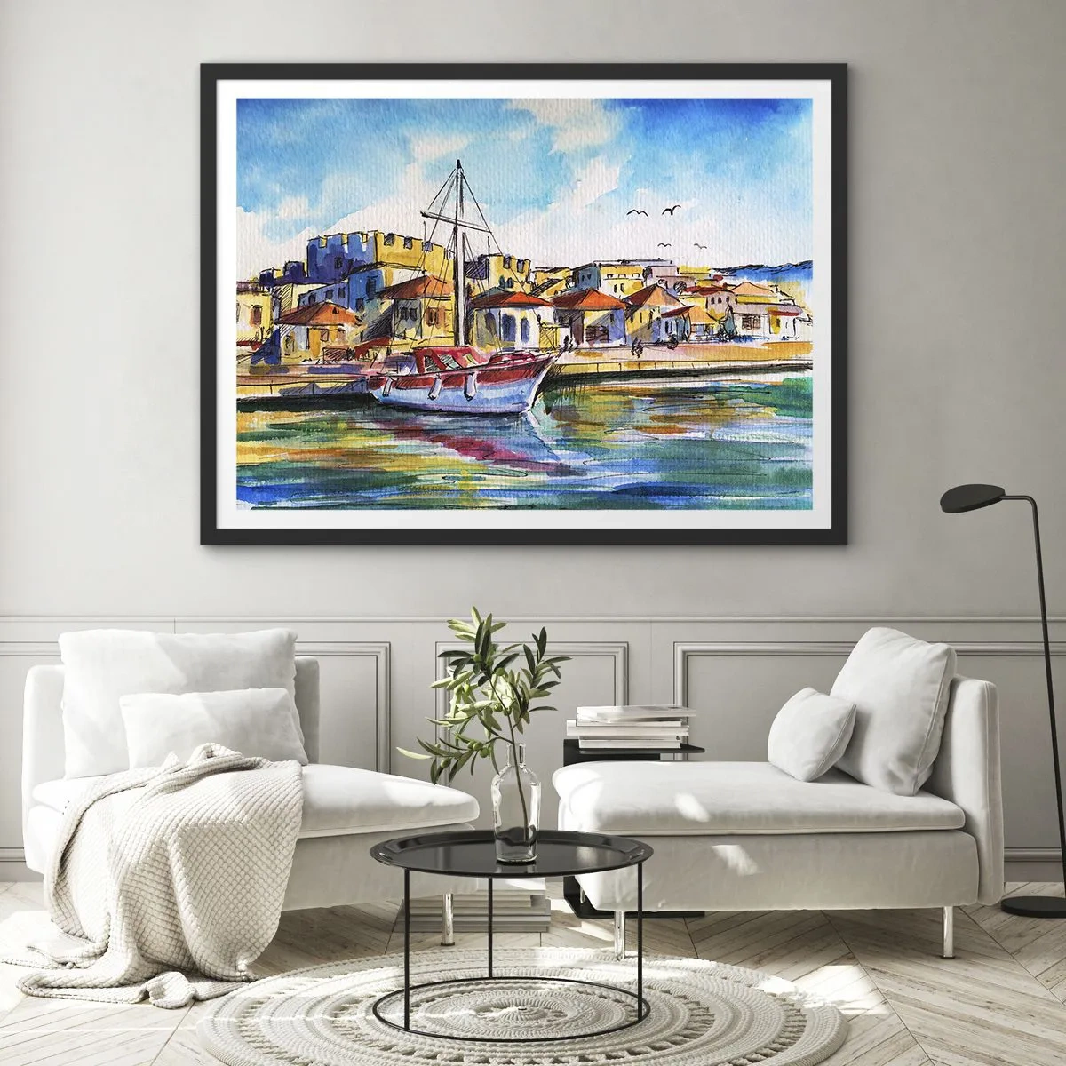 Poszter fehér keretben - Szivárványos délután - 70x50 cm