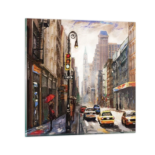 Üveg kép - New York – esőben is színes - 30x30 cm