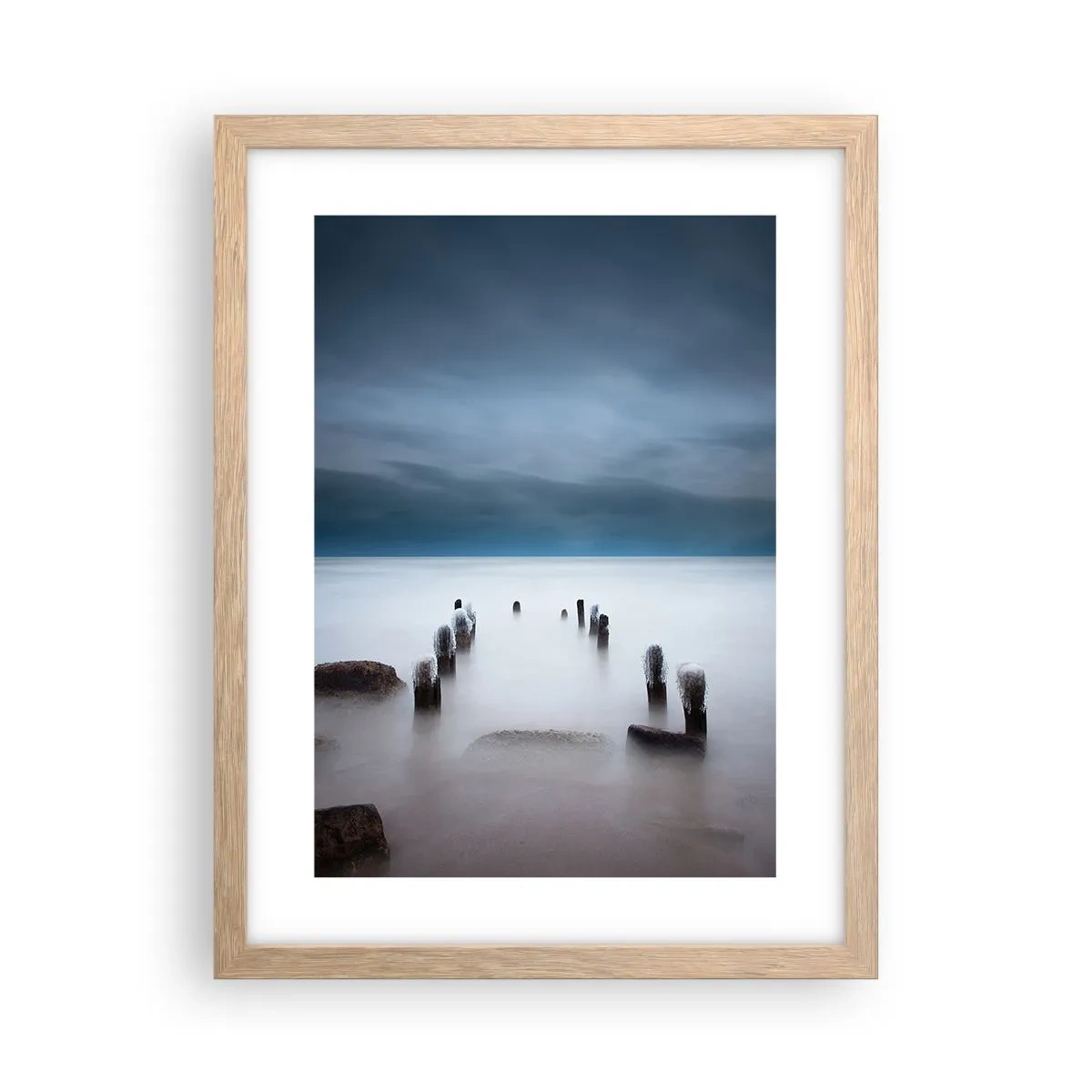 Poszter világos tölgy keretben - Töprengő tó - 30x40 cm