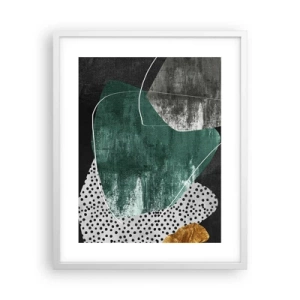 Poszter fekete keretben - Színes absztrakció aranypehellyel - 40x50 cm