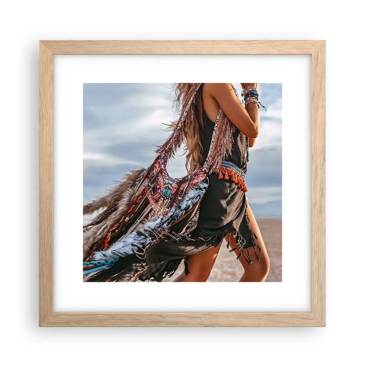 Poszter világos tölgy keretben - Sámán párja - 30x30 cm