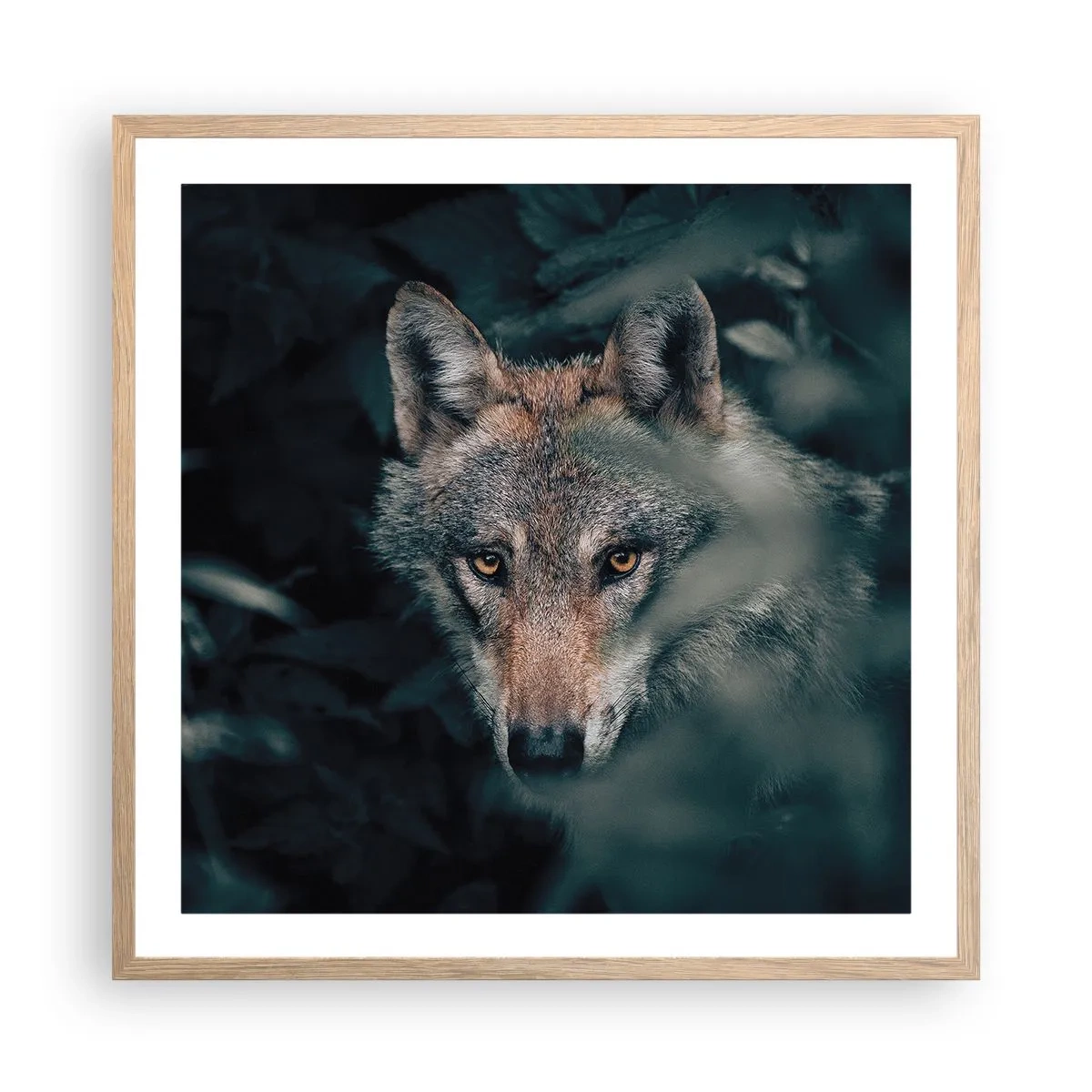 Poszter világos tölgy keretben - Vadász - 60x60 cm