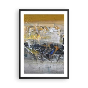 Poszter fehér keretben - Arany és szürke árnyalatú absztrakt kompozíció. - 50x70cm - Minden rendben lesz - Modern fali dekoráció nappalihoz és hálószobához ARTTOR