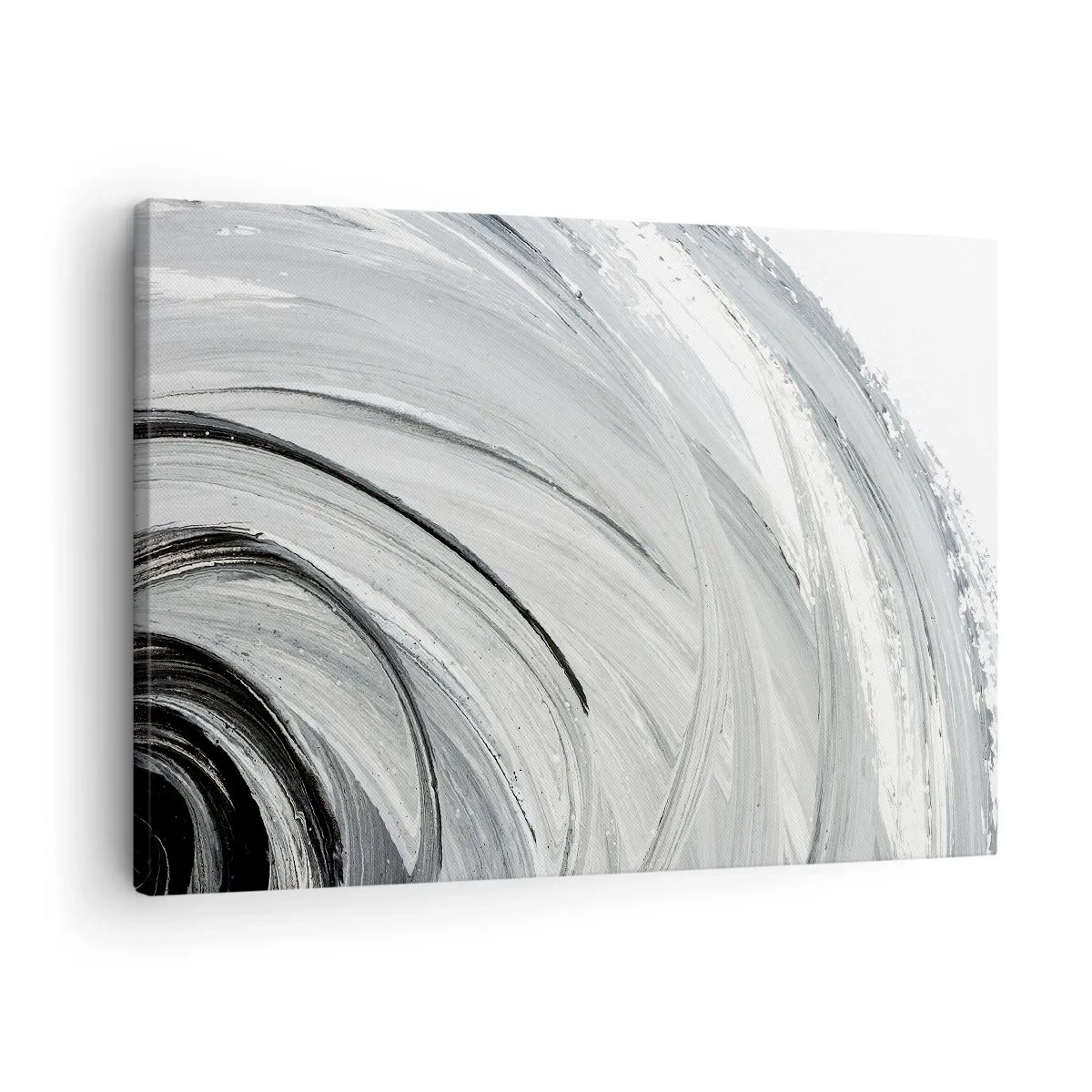Vászonkép - Egyszínű örvény szürke és fekete árnyalatokban - 70x50cm - Orbitális kompozíció - Modern fali dekoráció nappalihoz és hálószobához ARTTOR