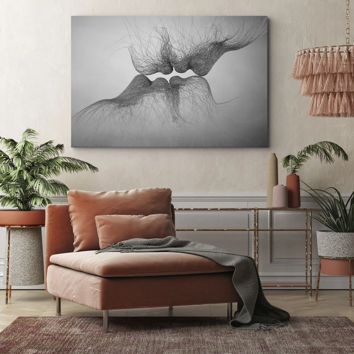 Vászonkép - Egy absztrakt csók éteri formában - 70x50cm - A szél csókja - Modern fali dekoráció nappalihoz és hálószobához ARTTOR