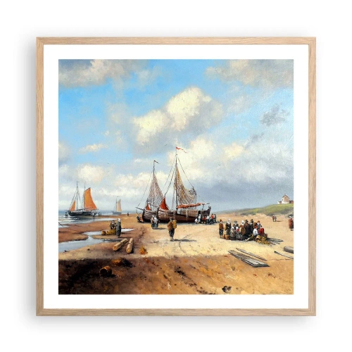 Poszter világos tölgy keretben - Egy sikeres fogás után - 60x60 cm