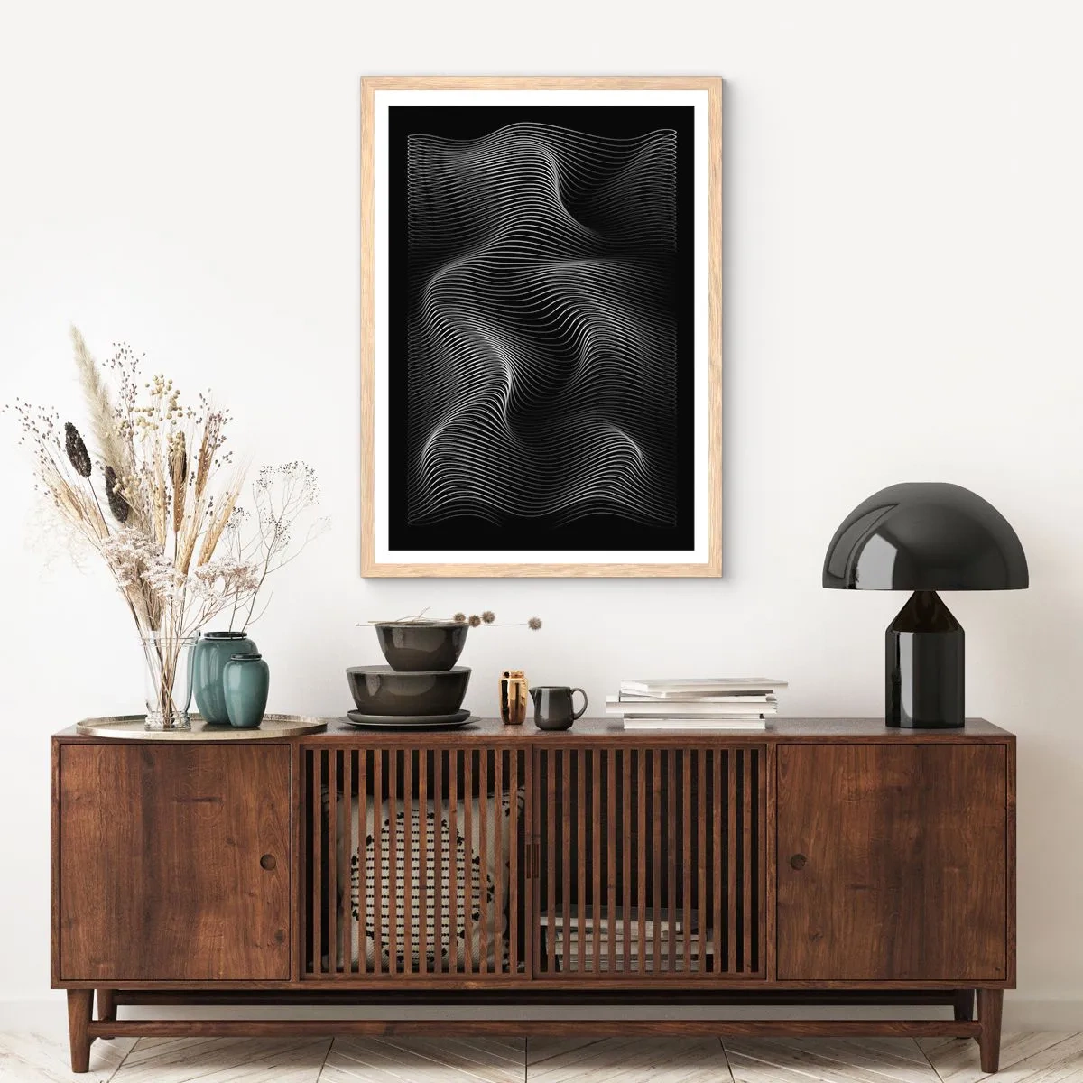 Poszter világos tölgy keretben - A fény tánca a térben - 50x70 cm