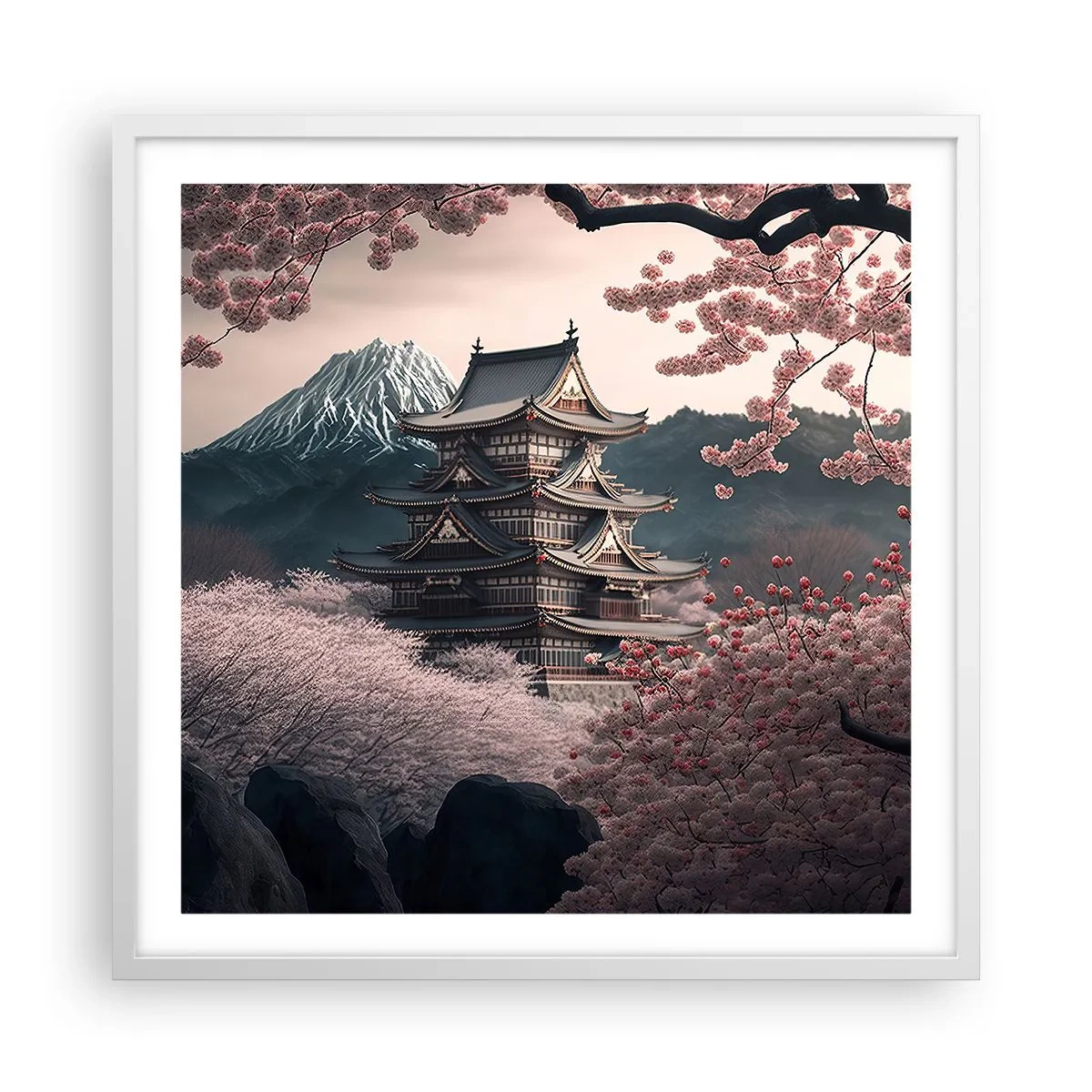 Poszter fekete keretben - A cseresznyevirágzás országa - 60x60 cm