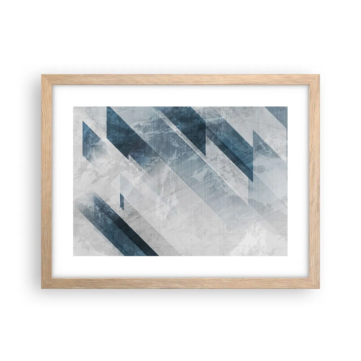 Poszter világos tölgy keretben - Térkompozíció - szürke mozgás - 40x30 cm