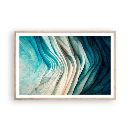 Poszter világos tölgy keretben - Kék telhetetlenség - 91x61 cm