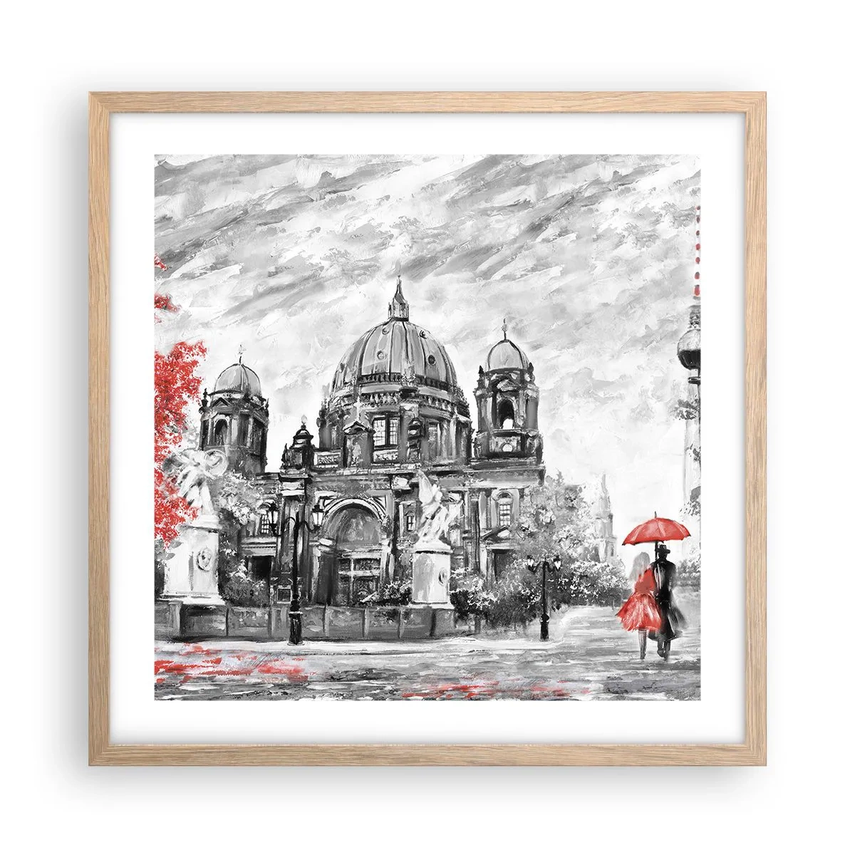 Poszter világos tölgy keretben - Berlini találkozó - 50x50 cm