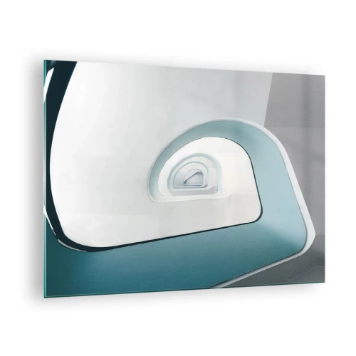 Üveg kép - Modern lépcsőház absztrakt perspektívában - 70x50cm - A kék aljára - Modern fali dekoráció nappalihoz és hálószobához ARTTOR