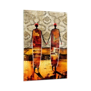 Üveg kép - Etnikai összetétel Afrika színeiben - 70x100 cm