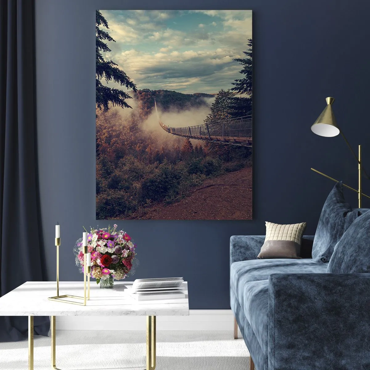 Üveg kép - Az őszi erdő felett - 80x120 cm