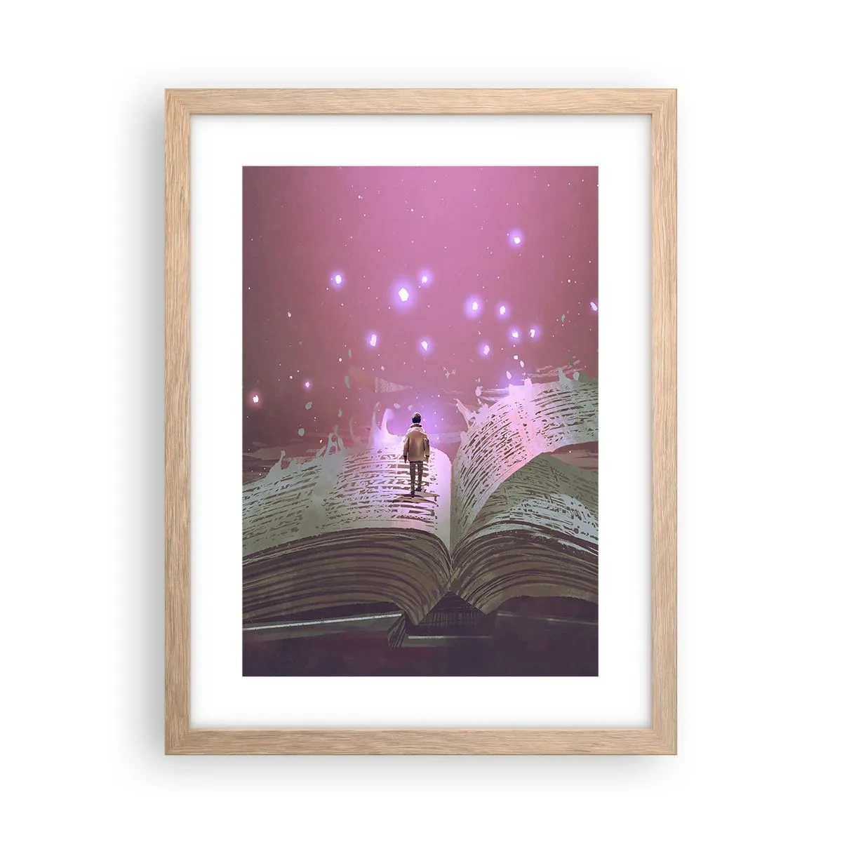 Poszter világos tölgy keretben - Meghívás egy másik világba – olvass! - 30x40 cm