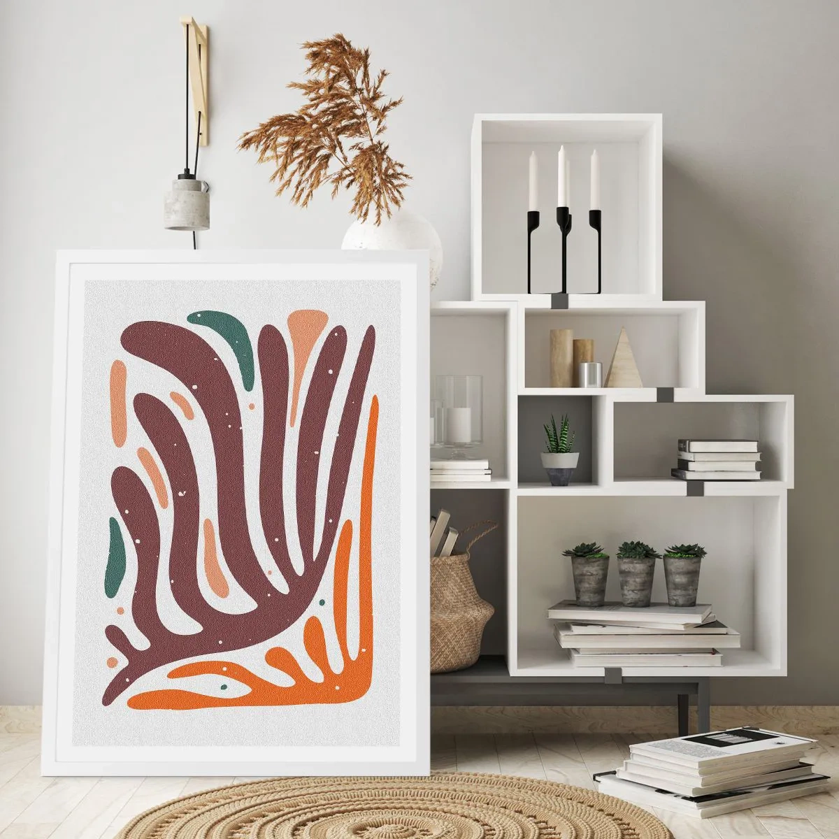 Poszter fekete keretben - Sugárzó organikus kompozíció - 70x100 cm