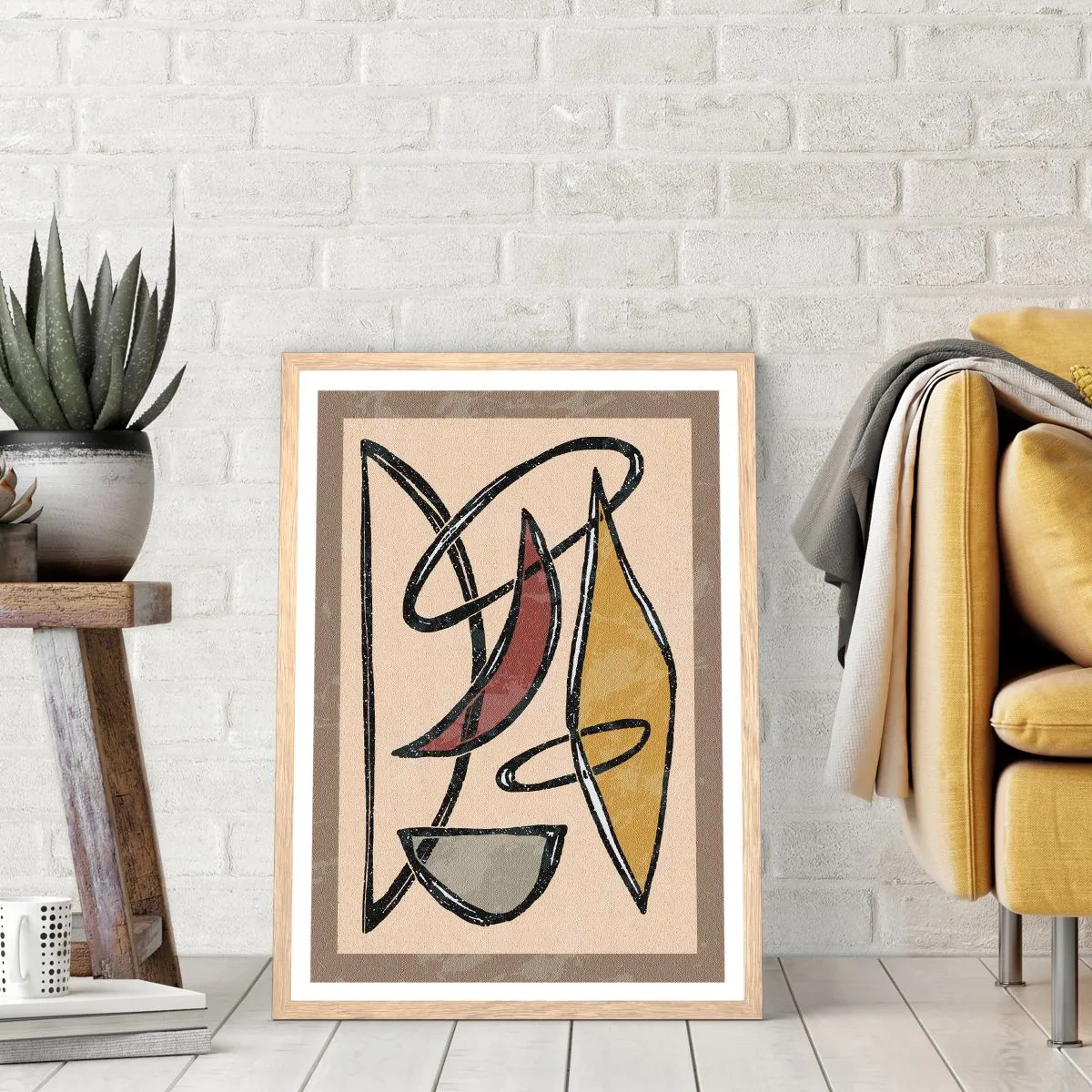 Poszter világos tölgy keretben - Kompozíció - ívek és oválisok - 50x70 cm