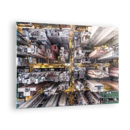 Üveg kép - Madártávlatból a metropolisz - 70x50cm - Üdvözlet Hongkongból - Modern fali dekoráció nappalihoz és hálószobához ARTTOR