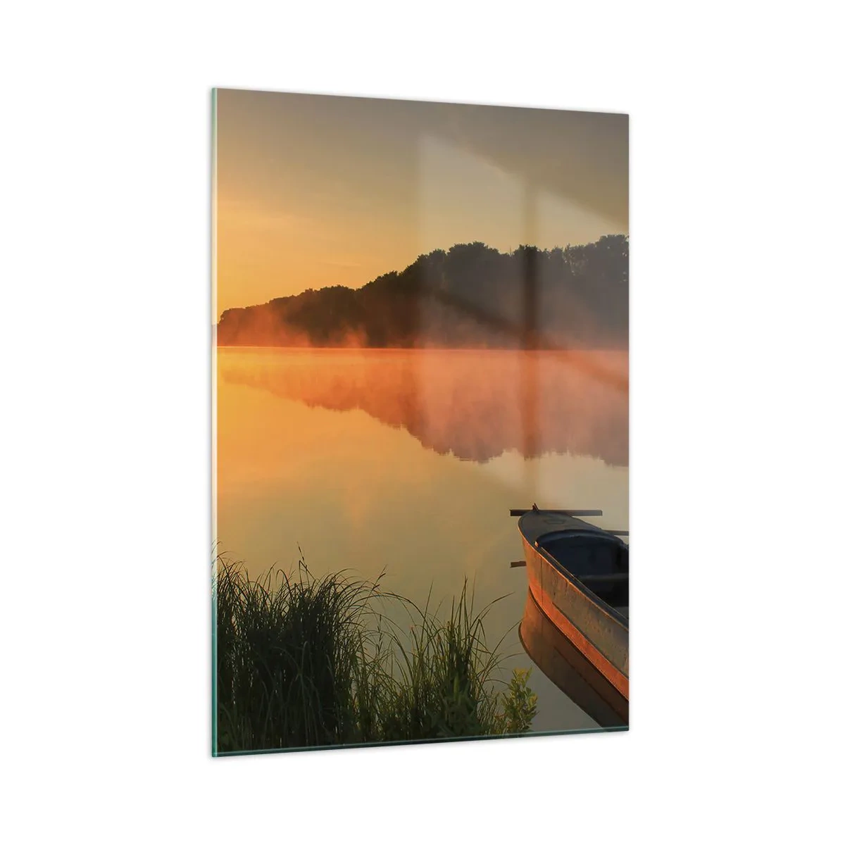 Üveg kép - Napkelte a víz felett, mint egy tükör - 50x70 cm